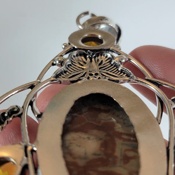 Leopard Jasper Pendant Necklace – With Citrine Accents + 20" Silver Chain - Picture 6 of 10